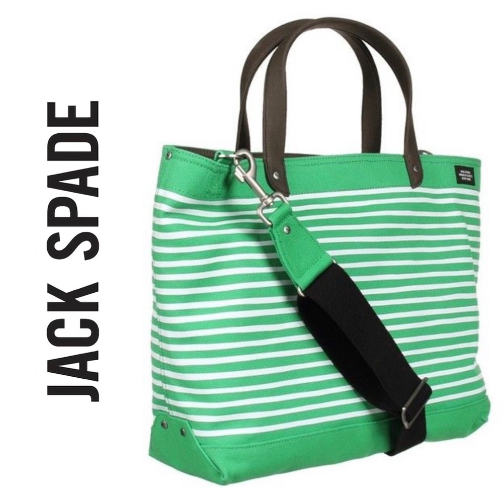 LIKE NEW JACK SPADE Men’s Striped Coal Bag Tote in Green/White NO LONGER SOLD